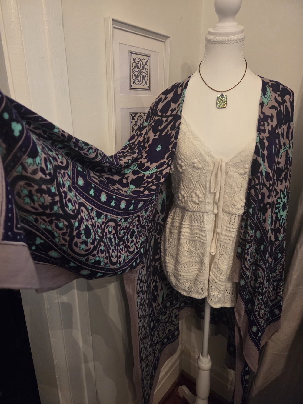 Free People Kimono Cape -Floral Paisley/Purples, Teal & Fuschia